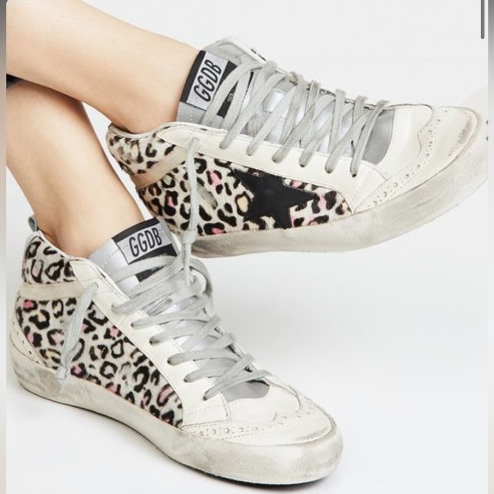 Golden Goose Mid Star Sneaker in Multicolor Pony & Black Star
